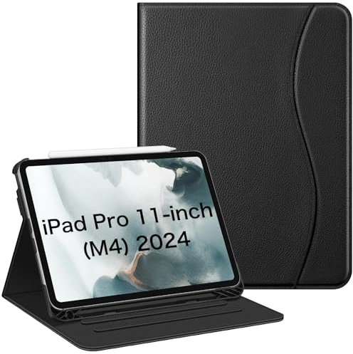 FINTIE Case Compatible with iPad Pro 11 inch (2024) M4 - [Corner Protection] Multi-Angle Viewing Stand Cover with Pocket & Pencil Holder, Auto Wake Sleep, Black