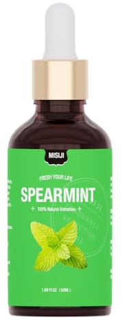MISIJI Spearmint Ätherisches Öl 50ml, 100% natürlich, Aromatherapie Ätherisches Öl für Diffusor, Luftbefeuchter, Entspannung, Massage, Bad und Dusche