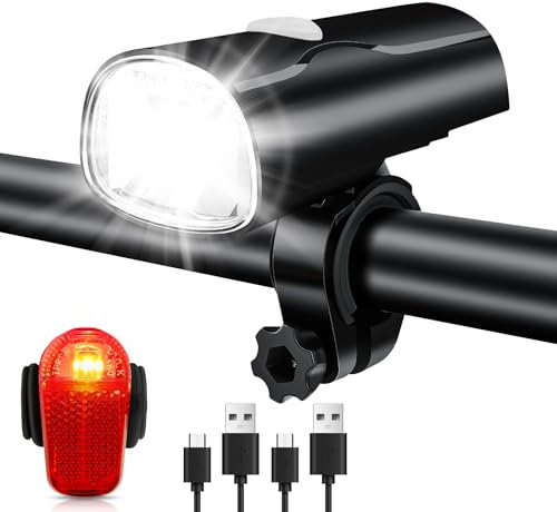LED Fahrradlicht Set, STVZO Zugelassen Beleuchtungsset Fahrradlicht Set Frontlicht + Rücklicht Fahrradlicht USB Aufladbar Wasserdicht Fahrrad Licht Fahrradbeleuchtung Fahrrad Lichter LED Set