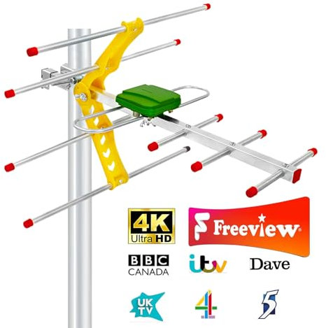 TV Aerial - Long Range Reception 4K/1080P Clear Channel, UHF/VHF Signal - Attic or Outdoor, 26.25ft Cable (Mounting Pole Not Included)