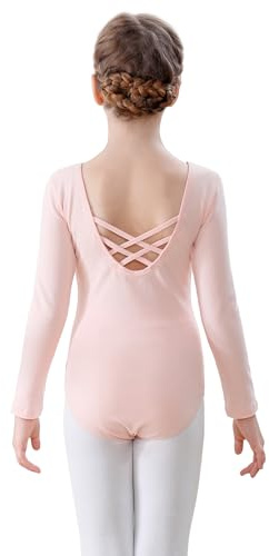 FONLAM Ballettkleidung Turnanzug Mädchen Langarm Ballett Trikot Tanztrikot Kinder Gymnastikanzug Baumwolle
