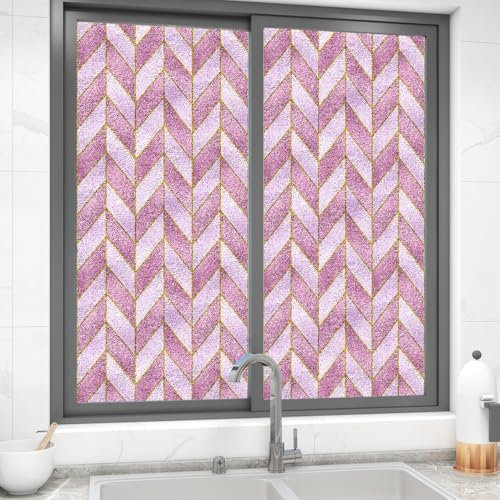 Vinilos para Cristales Geometría Rosa Pegatina Decorativa del Vidrio Autoadhesiva,Proteger La Privacidad Anti UV, para Dormitorio, Sala, Comedor, Cocina Cristal Pelicula Aislante Termico