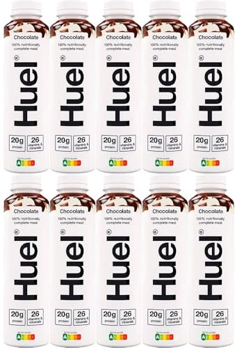 Hueldrink Ready To Drink Complete Meal Chocolate Flavour 500ml Pack of 10 Vegan Plant Based Meal Alternative Vitamin Minerals Protein Shake Dairy Free with Welari Thank You Card | (10pack) (5000ml)