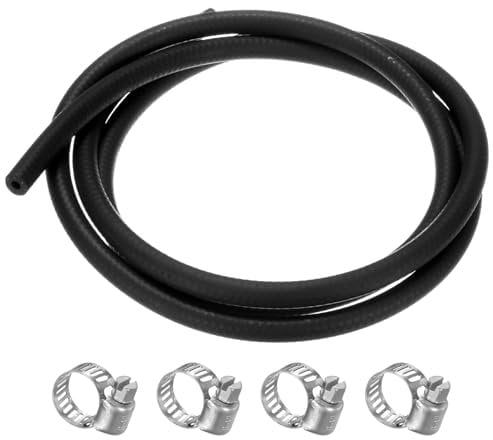 M METERXITY Fuel Line Hose, 4mm ID 10mm OD 4.9ft Length, NBR Rubber High Pressure Heat Resistant Gas Line Hose Oil Hose W 4pcs Clamps for Automotive Fuel Systems/Steam Emission/Engines