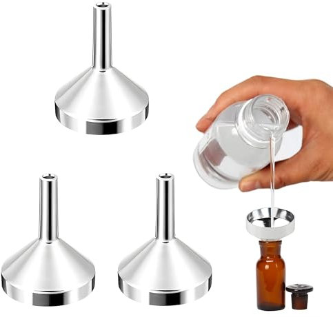 3PCS Small Funnel Silver Aluminium Mini Funnel Metal Small Funnel Mouth Diameter 2.5cm Mini Funnel Small Funnel for Mini Bottles for Transferring Liquid Powder Cooking Oils etc.