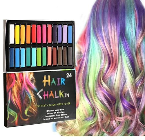 Rostblant Set de 24 colores de tizas para el pelo, Tinte para el pelo, Set de tizas para el pelo, Tinte temporal para el pelo, Regalo de tizas para el