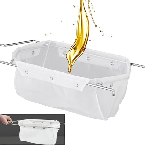 Commercial Deep Fryer Oil Filter Bag and Oil Filter Bag Holder Frame, 6 Deep Cooking Oil filter, Durable 1000+ Times frying oil filter, Easy to Clean with Hot Water (Filter Bag and Frame)