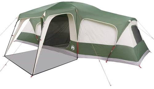 vidaXL Familienzelt mit Vorzelt 9 Personen Grün Wasserdicht, Campingzelt, Gartenzelt, wasserdichtes Zelt, Zelt, leichtes Zelt, Wanderzelt