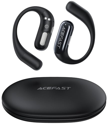ACEFAST Auriculares Open-Ear Bluetooth 5.4, Auriculares Deportivos Ultrafinos, Apenas Perceptibles, Ajuste Cómodo, Sonido Potente, Llamadas Claras, Control Táctil, App Control, IP54, Negro