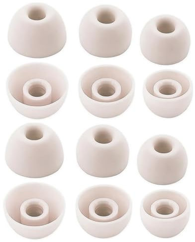 Rhinenet Eartips for Beats Studio Buds + Ear tips, Premium Silicone Antip Slip Cover Replacement Beats Earbuds Tips Ear pieces Fit in Charging Case 6Pairs S/M/L (Ivory)
