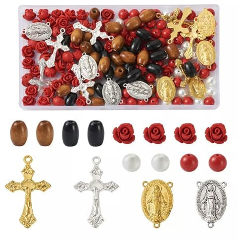 1Box Zinnober Rosenholz Perlen DIY Rosenkranz Schmuckherstellung Finding Kits-Standard