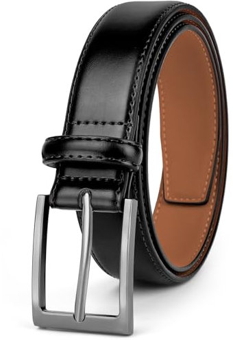 flintronic Gürtel Herren Leder, 110 cm Ledergürtel Herren, Metall Retro Jeansgürtel Gürtel Wendegürtel 33mm, Leder-Gürtel Herren für Jeans Anzugschuhe Anzug