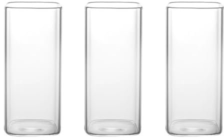 WBYNB 3 Piezas Cristal Cuadrados para Bebidas, Vasos de Cristal Cuadrados, Vasos Altos Transparentes Cuadrados, Adecuado para Zumos de Frutas, Bebidas con Cerveza, Cócteles, etc