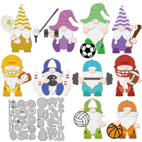 GLOBLELAND Stanzformen Mit Sportzwerg Metall Ballspiele Stanzungen Gewichtheben Stanz Und Prägevorlagen Für Scrapbooking Basteln Papierkartenherstellung