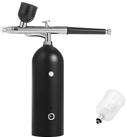 Portable Airbrush Kit with Compressor Handheld Cordless Air Brush Dual-Action 18PSI Air Pressure Built-in Battery with 2pcs Paint Cups for Painting Model Coloring Nail Art Makeup Cake Decorating