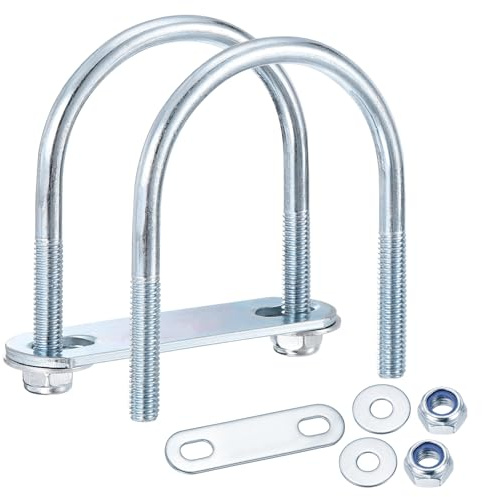 METALLIXITY U Bolts 4Set (M6x50x70mm), Round U Bolt Kits Carbon Steel with Nylon Lock Nut Washers Plates - for Construction, Pipe, Trailer, Automotive, Leaf Spring Fastener