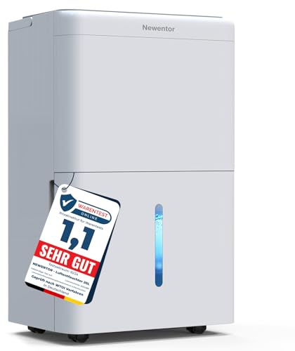 Newentor Luftentfeuchter elektrisch 30L, Entfeuchter elektrisch keller, Raumentfeuchter elektrisch, Dehumidifiers for home für 245m³/90m², mit Timer, Filter, Ablaufschlauch, 10 J. Gar.