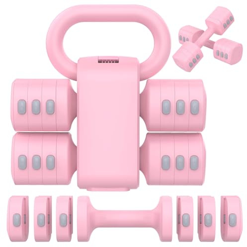 Tepemccu 2-in-1 Verstellbare Hanteln & Kettlebell Set für Frauen | 4 Stufen (1-2,5 kg), Hantel-Kurzhanteln Set verstellbar, Krafttrainingsgerät für Ganzkörper-Workout