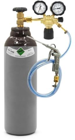 Bombona de gas de helio de 5 litros (150 bar) + reductor de presión y pistola, botella de gas profesional reutilizable de 0,7 m³ (700 litros) para cumpleaños y bodas Bestschweissen.de