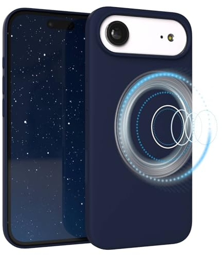 EAZY CASE Magnetische Silikon Hülle für iPhone Air - MagSafe-kompatibel, Premium-Liquid-Silikon, Stoßfest, Kameraschutz, Mikrofaser-Innenfutter, Slim Cover Handyhülle Bumper - Nacht Blau