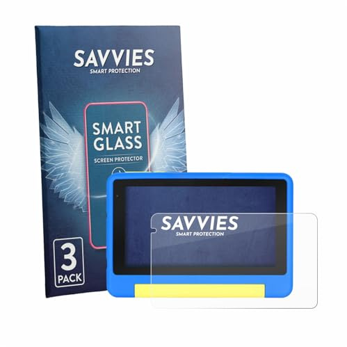 Savvies 3 Stück Panzer Schutz Glas für Bufo Kids Tablet 7 9H Schutzfolie HD Klar, Blasenfrei, Anti-Fingerabdruck, Stoßfest, Displayschutz