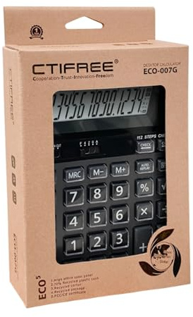Irfora Tischrechner, 14-stellig, Große Solarenergie und LCD-Display, Taschenrechner mit Großen Tasten, 112 Schritte, Überprüfung und Korrektur der Funktion, Geeignet für Büro, Schule, Zuhause, für,