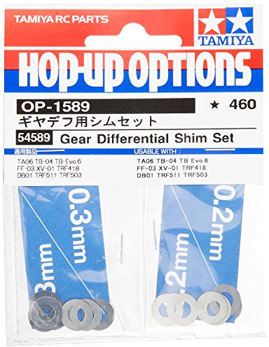 Tamiya 300054589 - Kegeldifferenzial Shim-Set, 0,2/0,3 mm, Modellbauzubehör, 4 Stück, Silber