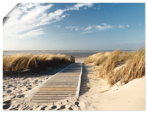 ARTLAND Wanddeko Poster & Kunstdrucke Wandposter 80x60 cm Strand Meer Maritim Düne Gräser Nordsee Landschaft Langeoog Steg T5RM