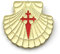 Pin/Anstecker Jakobsmuschel mit Jakobskreuz