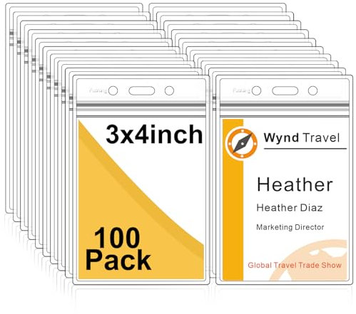 Fushing Namensschild-Halter aus Kunststoff, transparent, vertikal, Kartenhalter, 100 Stück L farblos