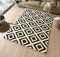 Hanse Home Teppich Raute – Wohnzimmerteppich Kurzflor Skandi Rauten Muster Modern Velours Teppich für Esszimmer, Wohnzimmer, Kinderzimmer, Flur, Schlafzimmer, Küche – Schwarz Creme, 200x290cm