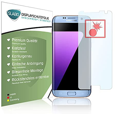 Slabo 2 x Protector de Pantalla blindado para Samsung Galaxy S7 Edge (Protector de Pantalla reducido, a Causa de la Pantalla Curvada) Shockproof A Prueba de Golpes Invisible Made IN Germany
