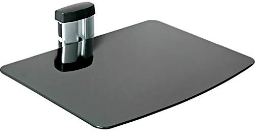 TecTake Etagère Murale en Verre pour lecteurs DVD Blu-Ray Console de Jeu PS3 PS4 Xbox One 360 et décodeur (1 étagère Noir/Argent | 400465)