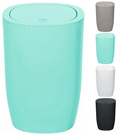 Spirella Design Kosmetikeimer Pure Treteimer Schwingdeckeleimer Abfallbehälter mit Schwingdeckel 5 Liter (ØxH): 17 x 25 cm Mint Grün