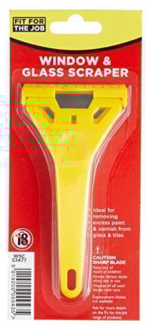 Fit For The Job Window Scraper Glass & Paint Scraper for Quick and Easy Removal of Paint, Adhesive, Stickers and More from Glass, UPVC, Wood and Metal Surfaces, Sticker Remover Razor