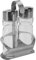 Westmark Menage Essig- und Öl, 3-tlg., Fassungsvermögen: je 160 ml, Rostfreier Edelstahl/Glas, Wien, Silber/Transparent, 65042260