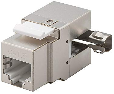Goobay 95901 Keystone Modul RJ45 Buchse 90 Grad / CAT 6 Netzwerkstecker 250 MHz / STP / Ethernet Buchse 8P8C / LSA Montage / Metallgehäuse