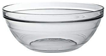 Duralex Ensaladera Apilable de Cristal Transparente. Capacidad 24 litros, Vidrio Templado, Beige, 6 Quart