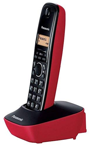 Panasonic KX-TG1611 - Telefone für Festnetz (DECT, Lautsprecher, 50 Eingänge, Anrufer-Identifikation), Schwarz, Rot [importierte Version]
