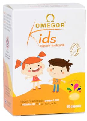 Omegor Kids| Fördert das Wachstum |Ab 3 Jahre | Höchste Auszeichnung für Fischölprodukte (5 Sterne IFOS) |mit Vitamin D3 und E | Praktische und geschützte Kapseln (60 Stück)