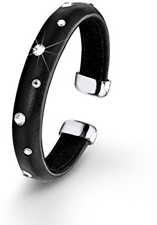 s.Oliver Jewel Damen-Armreif Edelstahl Leder Glas weiß - 508056