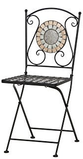 Siena Garden Klappstuhl Prato, 37x35x91cm, Gestell: Stahl, in schwarz matt, Fläche: Keramik in Mosaik