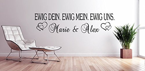 timalo® Wandtattoo mit 2 NAMEN Wohnzimmer Schlafzimmer Ewig Dein .Ewig Uns. 1pt2-TK12 Sticker (170x43 cm)