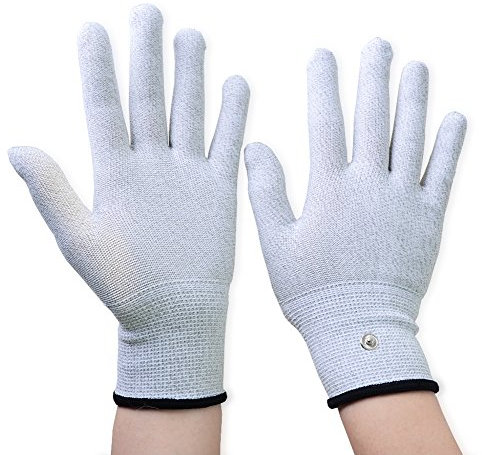 Aituo 1 Paar silberne leitfähige Handschuhe für den Einsatz mit TENS Maschine (Small)