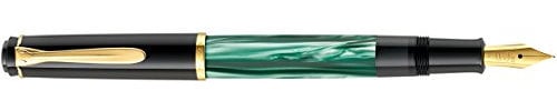 Pelikan FWI 983395 Kolbenfüllhalter Classic M200, vergoldete Edelstahlfeder, F, grün-marmoriert 1 Stück (1er Pack)