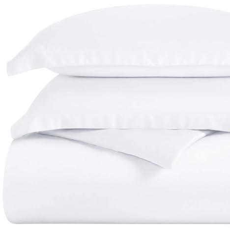 Superior Egyptian Cotton 300 Thread Count Duvet Cover Set, Includes 1 Duvet Cover With Button Closure, 1 Pillow Sham, Soft, Luxury, Lightweight Bedding, Sateen Weave, Twin, White