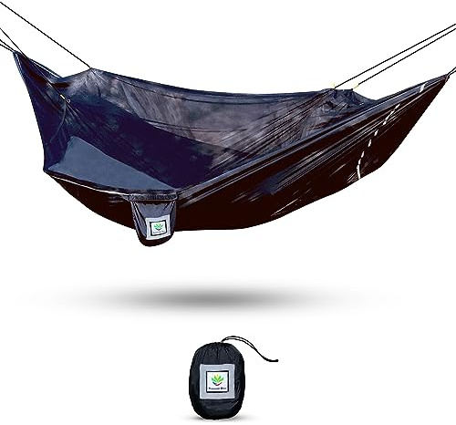 Hammock Tent with Bug Net - Insect Free Hammock Tent, Asymmetrical Design & Integrated Inflatable Pad Sleeve for a Lay Flat & Insulated Hammock with Mosquito Net Sleeping Experience - Sky Bed Bug Free