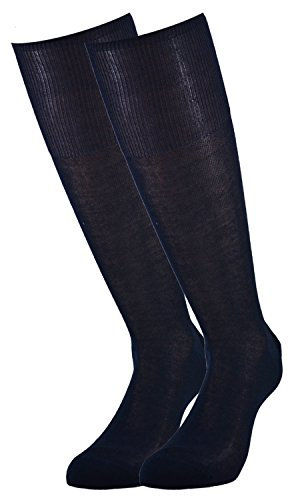 Fontana Calze, 6 paia di calze UOMO lunghe in 100% Cotone Filo di Scozia. BLU TG 42-44,5