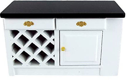 Melody Jane Casa De Muñecas Miniatura Mueble Cocina Blanco y Negro Isla Unidad End Armario