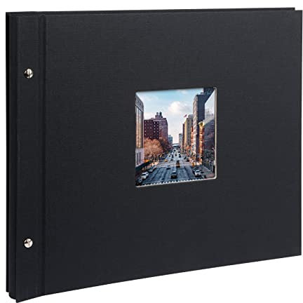goldbuch 28897 Schraubalbum mit Fensterausschnitt, Bella Vista, 39 x 31 cm, Fotoalbum mit 40 weiße Seiten mit Pergamin-Trennblättern, Album erweiterbar, Fotobuch aus Leinen, Schwarz